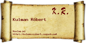 Kulman Róbert névjegykártya